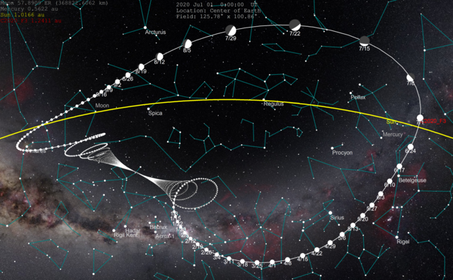 C/2020 f3 neowise comet finder chart by Tom Ruen