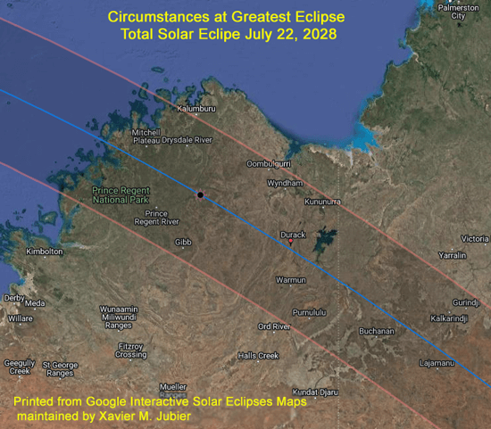 Greatest Eclipse for the Total Solar Eclipse of July 22, 2028