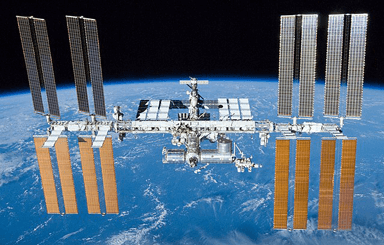 The international space station from the space shuttle