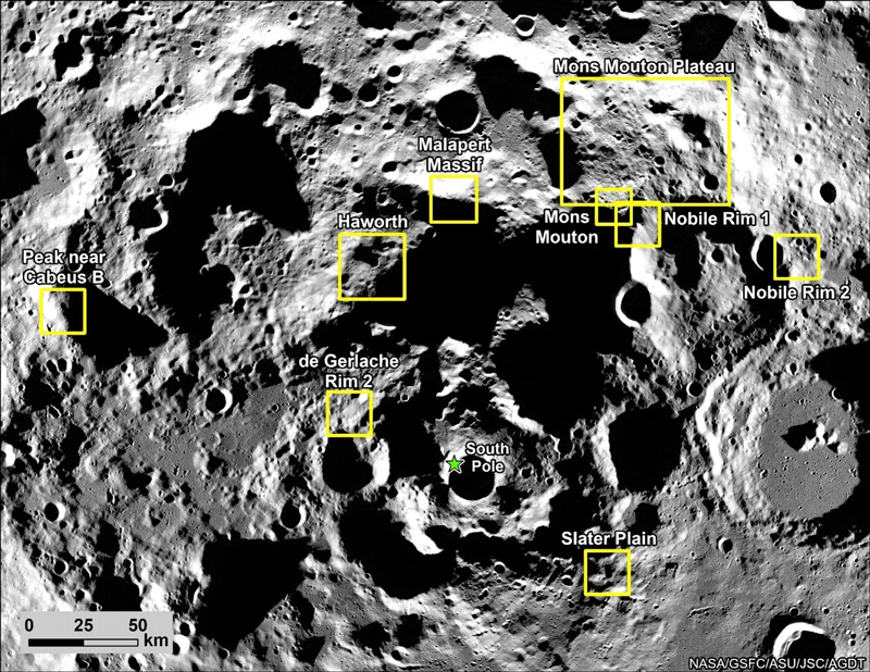 potential landing regions near the lunar South Pole 